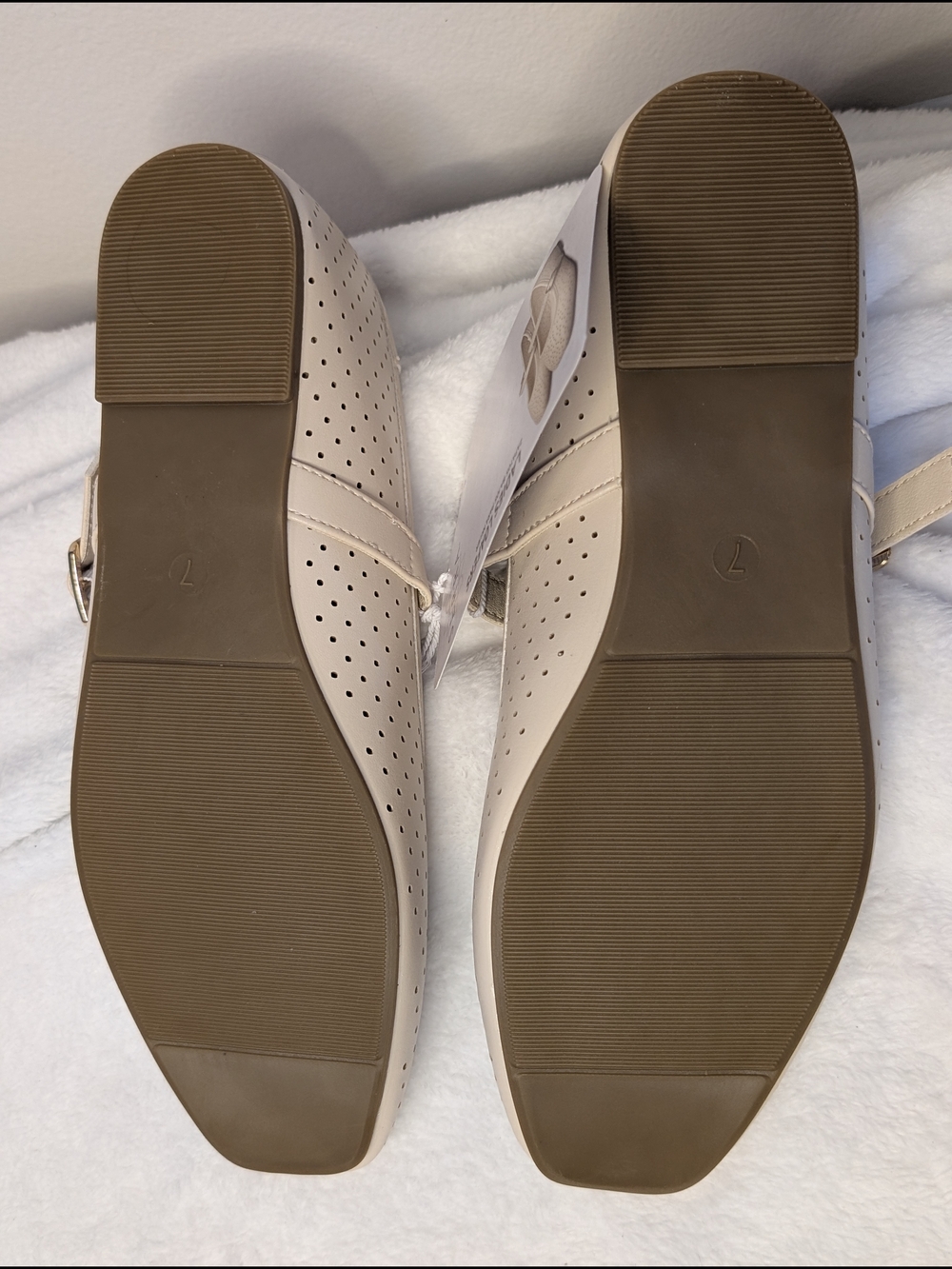 Serra Beige Perforated Mary Jane Flats - Picture 3 of 6